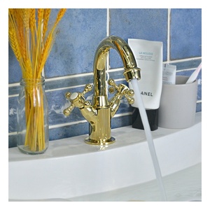 Đồng thau lưu vực chia một lỗ vòi nước xử lý đồng thau cổ vàng đồng thau lưu vực vòi vòi nước vòi nước cửa hàng nước - Product Image 1