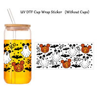 Autocollants de transfert DTF UV personnalisés pour le festival d'Halloween Autocollants de transfert DTF UV pour imprimante de 16oz Autocollant adhésif en vinyle avec une excellente adhérence