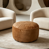 Pouf ottoman compressible en daim Newlanston moderne avec motif soleil couchant, repose-pieds rond rembourré pour salon et chambre à coucher