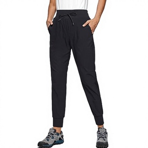 Pantalon de jogging yoga taille mi-haute élastique pour femme, effet ventre plat, poches latérales, extensible dans les 4 sens, hiver, décontracté, toile, gym, fitness, 100% coton - Product Image 3