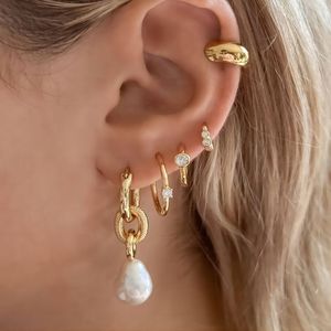Fashion <b>Clip</b>-on Earrings Geometric Circular <b>Ring</b> 18K Gold Plated Zinc Alloy Cuff Earrings For Women Without Pierced Ears - Product Image 2