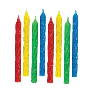 Lilin ulang tahun Spiral multiwarna, lilin ulang tahun kreatif tanpa asap dengan benang pilar lilin kue