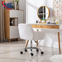 Chaise de bureau blanche ajustable de haute qualité Chaise de coiffeuse en fausse fourrure Chaise pivotante à cadre en métal
