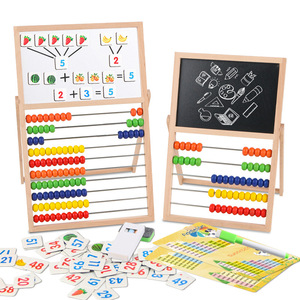 Tablero magnético de madera multifuncional para dibujar y escribir, marco de ábaco educativo, cálculo de bebé, pizarra, juguete de aprendizaje para niños - Product Image 1