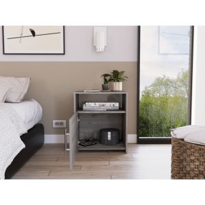 Florian DB 1 estante mesita de noche gris claro madera maciza diseño moderno de lujo para dormitorio o sala de estar muebles para el hogar - Product Image 2