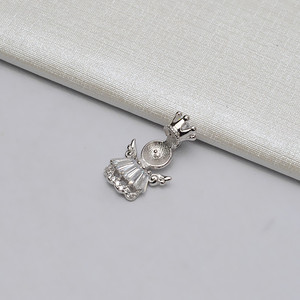 Pendentif Couronne d'Ange en Argent S925 DIY Européen-Américain avec Plateau pour Perles de 7-7,5 mm, Accessoires de Bijouterie 618 - Product Image 1
