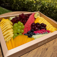 Boîte à fruits transparente sur mesure avec couvercle et fermeture à ruban pour plateaux de fruits frais coupés et emballages de pique-nique en plein air