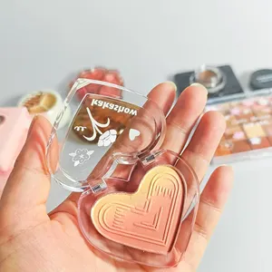 Empty Heart shaped Cosmetic Packaging Single Pan Making Powder Empty Compact Material Compact Powder Case Blush Compact Case