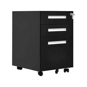 2023 New Product Rolling Metal Filing Cabinet 3 Drawer Steel Office Mobile Cabinet Filing Storage Movable Pedestal