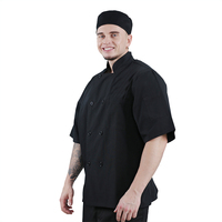 Veste de manteau de chef de cuisine uniforme de chef de restaurant à manches courtes noir professionnel
