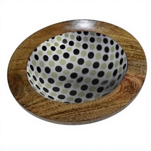 Handmade Eco-Friendly Wood Bowl with Classic <b>Retro</b> Geometric Pattern Dishwasher Safe and Durable for Party Food Serving <b>Gifting</b> - Product Image 6