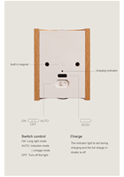 Lampe murale moderne en bois avec double capteur de mouvement PIR, lumière LED rechargeable, lumière blanche chaude double face, pour escalier, chambre à coucher