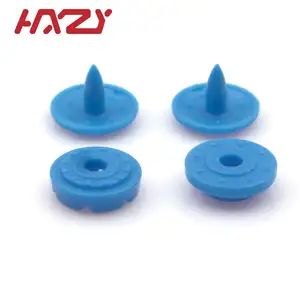Custom Private Label T09HX02 Brand Fasteners POM Flatback Round for Baby Clothes blue snap button with plastic