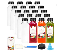Bouteilles de jus en plastique de 8oz avec bouchons 250ml 350ml 500ml 1000ml Bouteille de jus carrée française