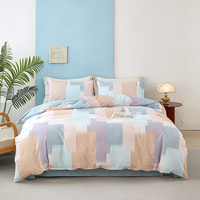 Parure de lit 4 pièces Alenhome 100 % coton à imprimé feuillage, taille double, housse de couette toutes saisons, drap plat et taies d'oreiller pour usage domestique