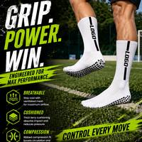 Chaussettes de football antidérapantes personnalisées de haute qualité avec logo, pour adultes et jeunes, mi-mollet, avec grip, design gratuit