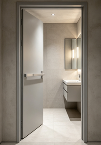 Porte intérieure minimaliste en aluminium Qifan avec isolation phonique pour salle de bain, design à ouverture latérale, surface finie - Product Image 2