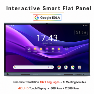 Tableau blanc interactif intelligent 65/75/86/98 pouces Ultra HD 4K LED, écran tout-en-un 50 points tactiles, caméra 48MP, système d'exploitation Android/Windows H8S Rea - Product Image 1