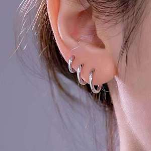 Pendientes de aro de acero inoxidable de 8 mm, 10 mm, 12 mm, 14 mm, minimalistas, para regalo, joyería de moda - Product Image 2