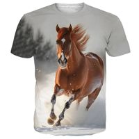 Comercio Exterior Transfronterizo, Novedad 2025, Camiseta Casual de Manga Corta para Hombre, Estilo Europeo Americano, con Estampado Digital 3D de Caballo