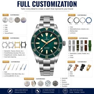 Montres de plongée pour hommes personnalisées ODM OEM TMI <span class=keywords><strong>NH35</strong></span> automatiques mécaniques en acier inoxydable 316L saphir bleu 41 mm avec date - Product Image 2