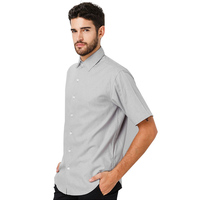 Camisa de Hombre de Último Diseño con Cuello Cubano, Manga Larga, Botones, Color Gris Claro Sólido, 100% Lino Teñido, para Primavera, con Logotipo Personalizado