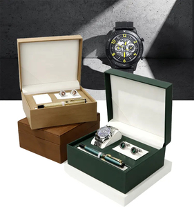 Sáng tạo cao cấp PU da đồng hồ hiển thị hộp Matt cán xốp lót cho bút còng trang sức thiết lập trình bày hộp giấy - Product Image 1