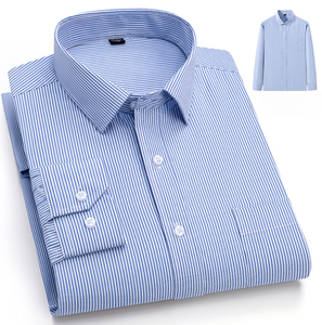 Camisas informales ajustadas de <span class=keywords><strong>manga</strong></span> <span class=keywords><strong>larga</strong></span> de algodón para <span class=keywords><strong>hombre</strong></span>, diseño formal liso a rayas, transpirable para la temporada de primavera - Product Image 2