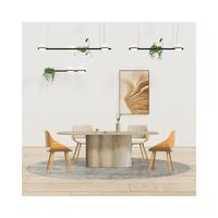 Table à manger ovale en marbre beige travertin, design unique, base ondulée personnalisée, pierre naturelle moderne, polie, pour la maison et l'hôtel