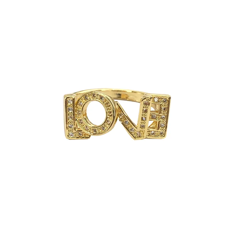 Aobao Wedding Jewelry Ring 14k Real Gold Love With Diamond Bezel Setting Luxury Girls Gift Bezel 14 K Gold Rings