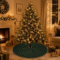 Jupe de sapin de Noël en velours avec passepoil doré, tailles 90/120 cm, style européen et américain pour la décoration de Noël et le sapin.