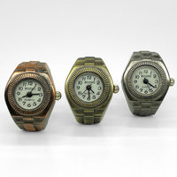Jam tangan cincin Retro, jam tangan cincin kecil, jam tangan kuarsa elastis, merek baja, Punk Vintage, cincin Mini lama