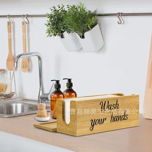 Distributeur de papier toilette mural en bois, boîte de rangement rectangulaire pour salle de bain, usage domestique - Product Image 3