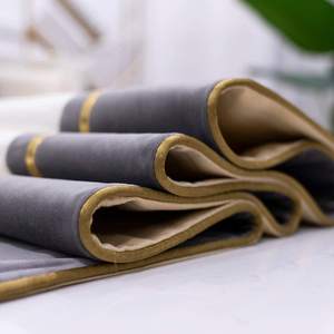 HG-258 Chemins <span class=keywords><strong>de</strong></span> <span class=keywords><strong>Table</strong></span> en Velours Rayés en Cuir <span class=keywords><strong>Doré</strong></span> <span class=keywords><strong>de</strong></span> Luxe avec Glands pour Salon Mariage - Product Image 6