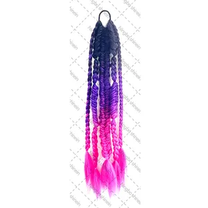 Fashion 24in Color Gradient Handmade Lantern Bubble Braids Hair Extension Ombre Twist Synthetic Ponytail Braids