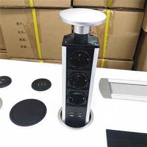 Tutto nero Germania presa di corrente spina di UE <span class=keywords><strong>Punto</strong></span> Da Tavolo di Alimentazione Socket nascosta da cucina Pop up Tirare Presa USB del Caricatore per home office - Product Image 4