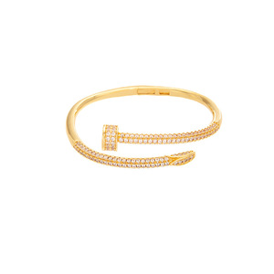Spring Nail <b>Bracelet</b> Gold And Silver Two Tone Micro Insert <b>Copper</b> Alloy Women's Jewelry - Product Image 5