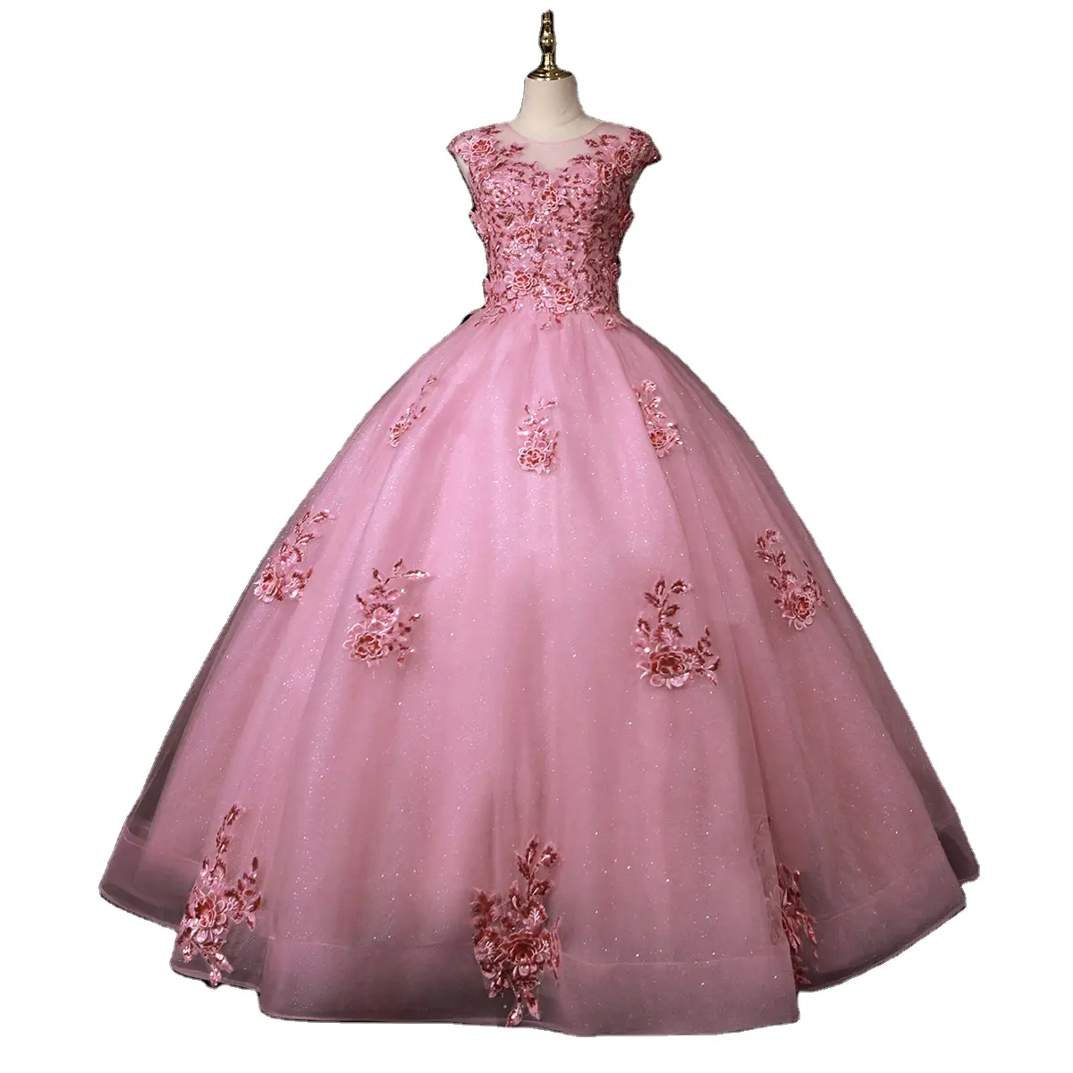 Vestido de baile princesa com apliques de renda para meninas, formal, de formatura, quinceanera, para meninas de 15 anos, noite formal, baile de formatura