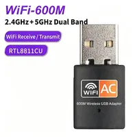 Adaptor Wifi USB Dual Band 600mbps 2.4GHz+5GHz Kartu Jaringan Nirkabel Dongle Adaptor WiFi USB Nirkabel PC Jaringan