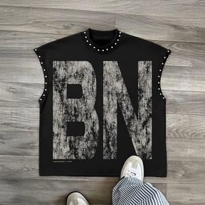 Camiseta sin Mangas Personalizada para Hombre, 100% Algodón Ecológico, Estilo Urbano Informal, Chaleco de Punto y Camiseta - Product Image 2