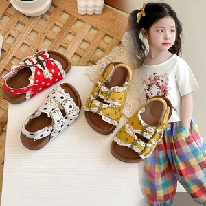 <span class=keywords><strong>Sandales</strong></span> antidérapantes pour filles et enfants, avec boucle réglable, à pois, avec garniture en dentelle, pour la plage, usage quotidien décontracté - Product Image 1