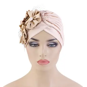 Kadın türban çiçek afrika desen Headwrap uyku bere önceden bağlı kaput elastik düğüm kap