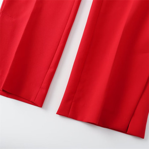 TAOP&amp;ZA Women's Clothing 2024 Summer New Red Fashion <strong>Trousers</strong> With <strong>Split</strong> High Waist Straight Pants 8010600 8011600 - Product Image 5