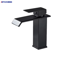 Robinet cascade moderne et minimaliste avec cartouche céramique, monocommande chaud/froid, pour lavabo de salle de bain monotrou, finition électrolytique