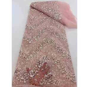 Tela de Encaje con Lentejuelas y Cuentas para Vestidos de Novia, Estilo Africano, Europeo y Americano, Tela Bordada de <span class=keywords><strong>Moda</strong></span> - Product Image 4