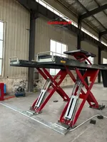 Lève-voiture à ciseaux double grande taille Safe Lift avec verrouillage de sécurité mécanique, capacité élevée, ultra-mince, pour alignement de roues