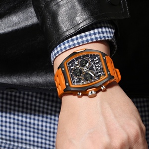 Stainless Steel Alloy <b>Digital</b> Watch Large Dial Multi-Function Luminous Waterproof Alarm <b>Clock</b> Barrel Dual Display Men's Watch - Product Image 3