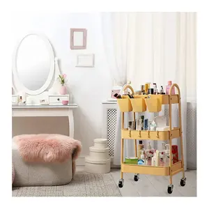 Grs nhựa Hot Bán cán 3 Tier tiện ích lưu trữ giỏ hàng có thể khóa lưu trữ Xe đẩy 4 bánh xe lưu trữ Holders & racks - Product Image 1