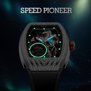 Automatic <b>Watch</b> <b>Rectangular</b> Case Skull Dial Diamond‑Inlaid Bezel Black Silicone Strap Luxury Mechanical Men Wrist <b>Watch</b> - Product Image 1