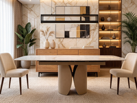 Table à manger extensible en céramique avec plateau en pierre frittée, pliable et peu encombrante, vente en gros, fabricant de meubles